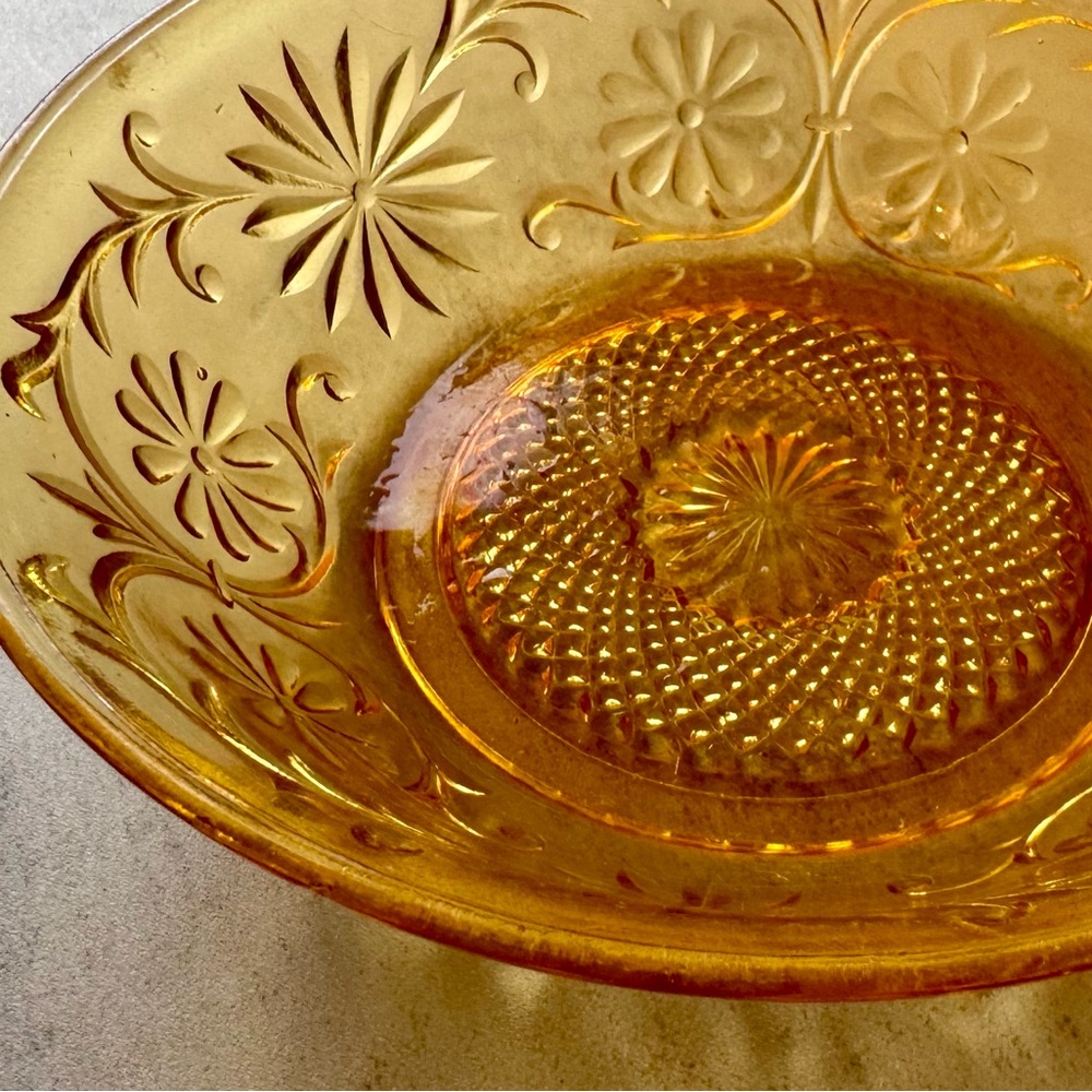 Vintage Amber Glass Trinket Dish